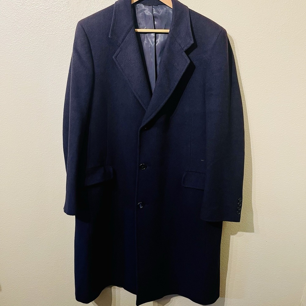 Chaps Wool Coat Classic Long Overcoat Navy/ Deep Purple Women's Size XL READ - Picture 1 of 8